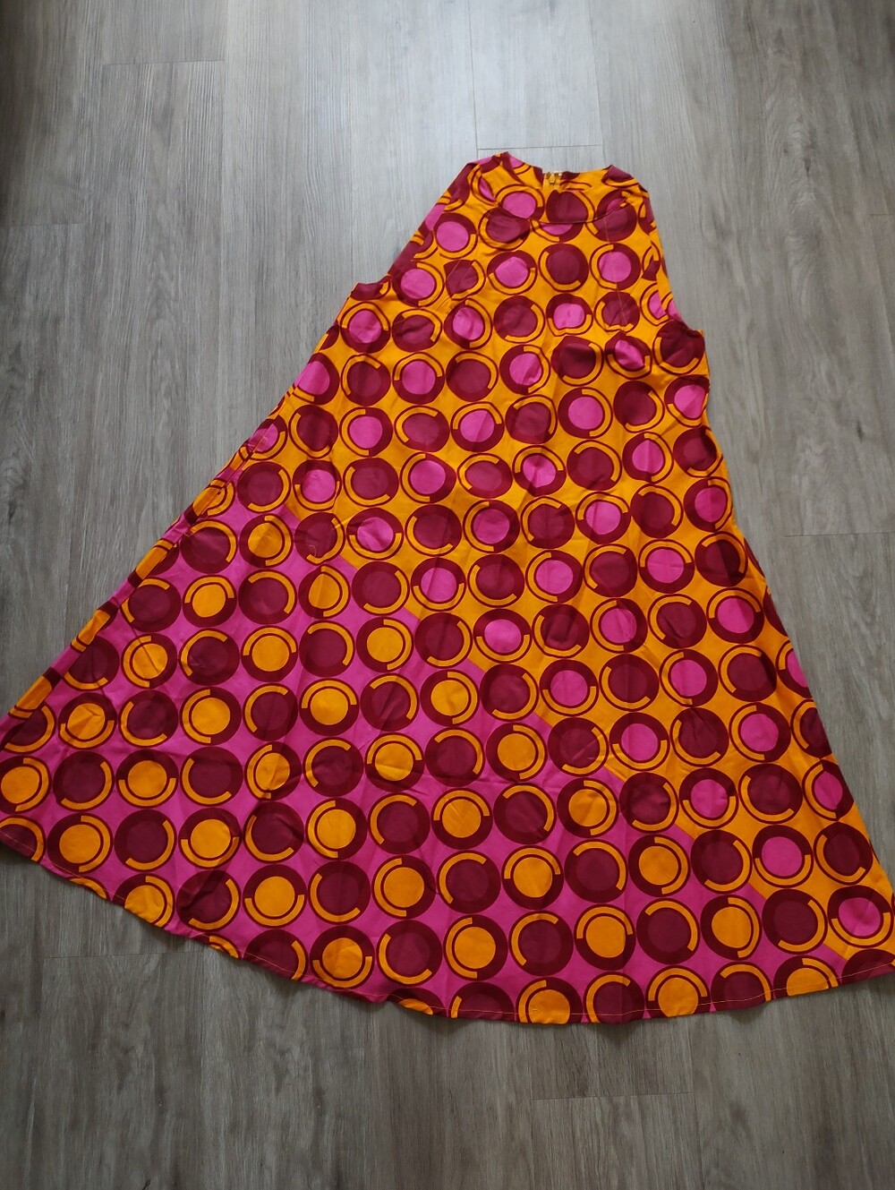 New Studio Ey Vibrant Pink & Orange Circle-Print Dress